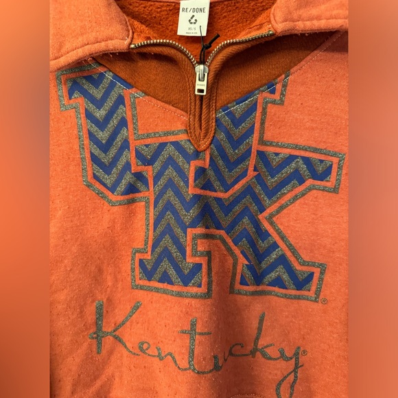 REDONE Orange Upcycled Kentucky Women’s Crop Half Zip Sweatshirt Size XS/Small - Picture 7 of 10